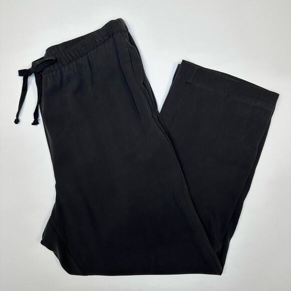 Soft Surrounding Silk Drawstring Pants Black Large Petite - Picture 1 of 7